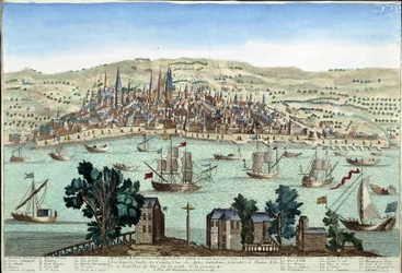 Le port et la ville de Bordeaux - gravure