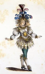 Le roi soleil en costume de théâtre. sd. 18e siècle