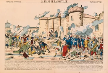 La prise de la Bastille pendant la Révolution française le 14 juillet 1789, publiée par Haguenthal, Pont-à-Mousson, 1840