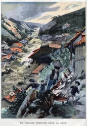 Le village de Saint-Ours près de Barcelonnette dans les Alpes enseveli sous la boue - dans "Le Petit Parisien"