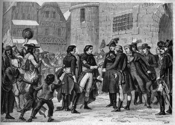 Troisième Guerre de Vendée (1799-1800) : les chefs vendéens rendent leurs armes en janvier 1800 - Gravure de 1865 dans « Histoire du Consulat et de l