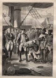 Troisième voyage de James Cook - Ils lui ont donné un petit cochon - il lui a présenté un petit cochon - Troisième voyage de James Cook dans l