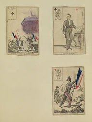 Trois cartes à jouer commémorant les héros de juillet 1830, 1831