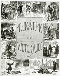 Théâtre de Victor Hugo, 19e siècle (gravure en noir et blanc)