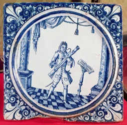 Carreau représentant un bassoniste, 1706
