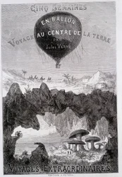 Page de titre : « Cinq semaines en ballon » et « Voyage au centre de la Terre » par Jules Verne, sd. Éditions Hetzel sous le nom général « Les Voyages extraordinaires »