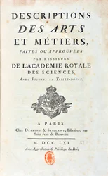 Page de titre de "Descriptions des Arts et Métiers faites ou approuvées par les messieurs de l