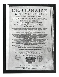 Page de titre du Dictionnaire Universel par Antoine Furetière (1619-88) 1690