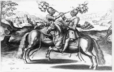 Scène de tournoi entre Henri IV (1553-1610) et Antoine de Pluvinel (1555-1620)