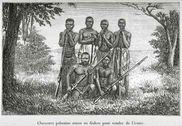 Costume traditionnel des peuples autochtones du Gabon, illustration de 