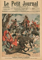 Chasse au sanglier tragique, le cheval de Carlos Ier, roi du Portugal, est tué sous lui, illustration de couverture de 