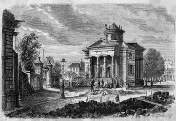 Transformations de Paris sous le Second Empire, Paris haussmannien : vue de la barrière du Combat et des travaux de prolongement de la rue Magnan, 1868. Gravure dans "Le Monde Illustré" n°598 du 26 septembre 1868.
