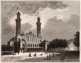 Trocadéro à Paris - gravure dans "La France illustrée : géographie, histoire, administration statistique" par V.A. Malt-Brown. 1884