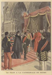 Le tsar Nicolas II de Russie à la cathédrale de Reims lors de sa visite en France