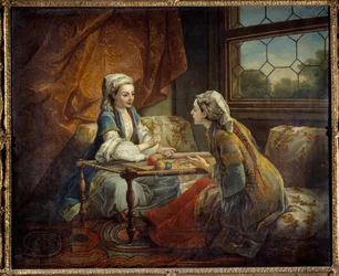 Deux sultans travaillant dans une tapisserie