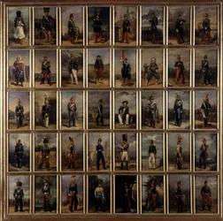 Uniforme du 1er et 2e Empire, peinture sur bois, fin 19e siècle
