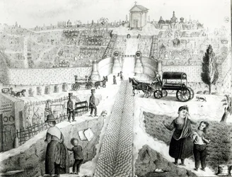 Vue du cimetière du Père-Lachaise, début du 19e siècle