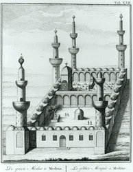 Vue de la Grande Mosquée de Médine avant la profanation des tombeaux par la secte wahhabite, tirée de Description de l