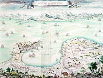 Vue du siège de Gibraltar en 1704