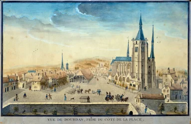 Vue de la ville de Dourdan par un prisonnier Aquarelle de l