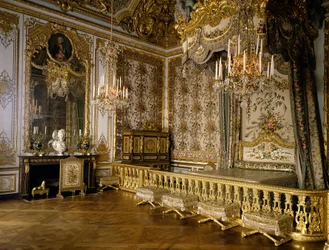 Vue de la chambre de la Reine de France Marie-Antoinette de Habsbourg Lorraine (1755-1793). Versailles, musée du château