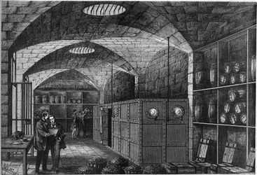 Vue du resserrement, situé dans les caves du Louvre, où l