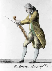 Violon vu de profil. Gravure de la fin du XVIIIe siècle.