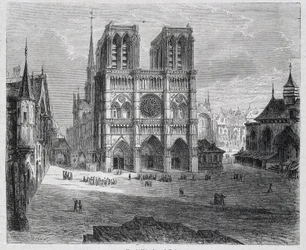Vue de Notre-Dame de Paris - dans "Paris à travers les siècles" par H. Gourdon de Genouillac, éd. F. Roy, Paris
