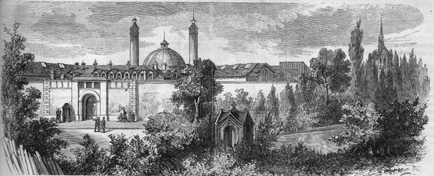 Vue de la prison de la Santé à Paris, rue de la Santé