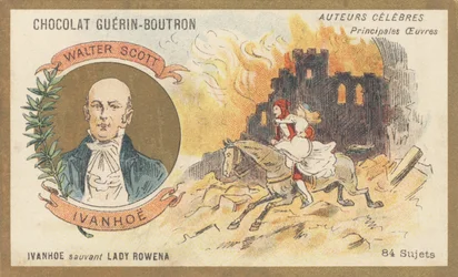 Walter Scott (1771-1832), poète, écrivain et historien écossais, auteur de « Ivanhoé », roman (1819)