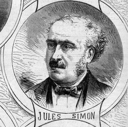 Guerre de 1870 - Gouvernement de la Défense nationale : portrait de Jules Simon (François Jules Suisse, dit) (1814-1896), membre du gouvernement provisoire de 1870. Gravure dans « Le Monde Illustré » no 706 du 22 octobre