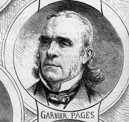 Guerre de 1870 - Gouvernement de la Défense nationale : portrait de Louis Antoine Garnier-Pagès (Garnier-Pagès) (1803-1878), membre du gouvernement provisoire de 1870. Gravure dans « Le Monde Illustré », n° 706 du 22 octobre