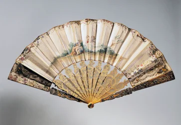 Éventail de mariage avec chérubins et Bethsabée, côtes de style Louis XVI