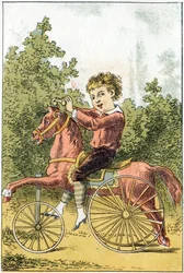 Quand on joue au cheval on dit U U U U U U U U DA DA - dans « Alphabet des petits savants », fin 19ème siècle (chromolithographie)