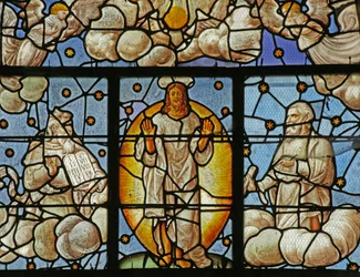 Vitrail représentant Moïse et Élie à la Transfiguration