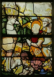 Vitrail représentant Saint Eustache (comme Placidus) rencontrant le cerf
