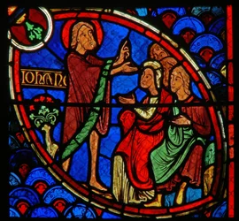 Vitrail représentant une scène de la vie de Saint Jean-Baptiste