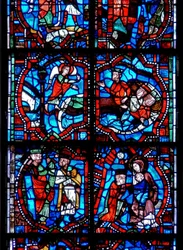 Vitrail représentant des scènes de l