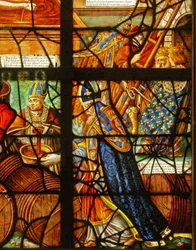 Fenêtre dans le Charnier (w.11) représentant un détail du pressoir mystique