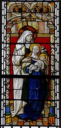 Fenêtre s3 représentant Sainte Anne avec la Vierge et l