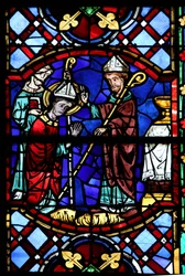 Fenêtre w04 représentant Saint Martin intronisé comme évêque