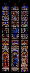 Fenêtre w0 représentant le Christ et cinq saints dont Sainte Hélène