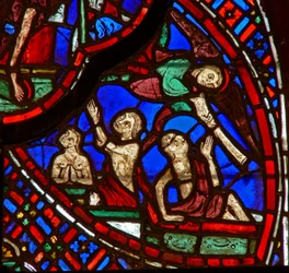 Fenêtre w0 représentant une scène du Jugement Dernier : résurrection des âmes