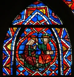 Vitrail w110 représentant le Couronnement de la Vierge
