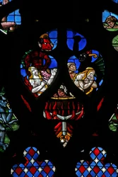 Scène du Jugement dernier : âmes tourmentées en enfer
