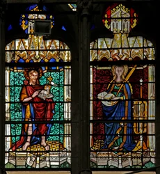 Fenêtre w134 représentant Saint Jean Baptiste et Sainte Catherine