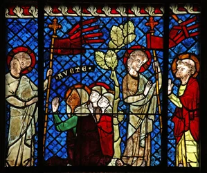 Fenêtre w14 représentant le Christ apparaissant aux femmes et à Saint Pierre
