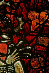 Fenêtre w14 représentant le diable enchaîné en enfer
