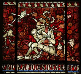 Fenêtre w14 représentant le diable enchaîné en enfer