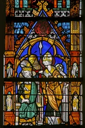 Fenêtre w19 représentant Saint Thomas Becket et Henri II en désaccord